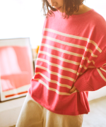 ランダムリブニットボーダー　プルオーバー