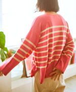 ランダムリブニットボーダー　プルオーバー