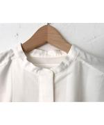 50ブロード液アン刺繍 スタンドカラーブラウス