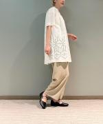 50ブロード液アン刺繍 スタンドカラーブラウス