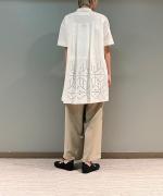 50ブロード液アン刺繍 スタンドカラーブラウス