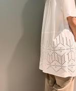 50ブロード液アン刺繍 スタンドカラーブラウス