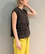 コットンリネンワッシャー フレンチスリーブブラウス