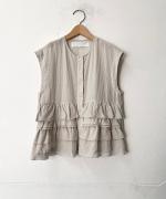 コットンリネンワッシャー フレンチスリーブブラウス