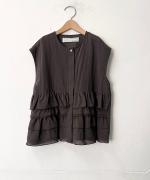 コットンリネンワッシャー フレンチスリーブブラウス