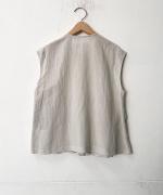 コットンリネンワッシャー フレンチスリーブブラウス