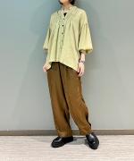 レーヨン/コットンジャガード スタンドカラーシャツ