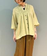 レーヨン/コットンジャガード スタンドカラーシャツ