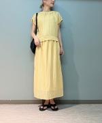 ACAR リネンナイロンジャガード Iラインロングスカート