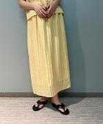ACAR リネンナイロンジャガード Iラインロングスカート