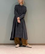 レーヨン/コットンジャガード ロングワンピース
