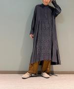レーヨン/コットンジャガード ロングワンピース