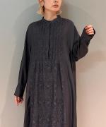 レーヨン/コットンジャガード ロングワンピース