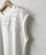 カットジャガード ノースリーブトップス