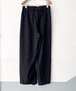 ポリエステル・サッカーチェック カカトレスパンツ