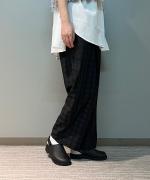 ポリエステル・サッカーチェック カカトレスパンツ