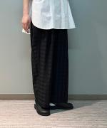 ポリエステル・サッカーチェック カカトレスパンツ