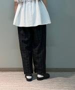 ポリエステル・サッカーチェック カカトレスパンツ