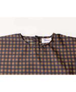 Half Sleeve Long Smock Dress - Gingham Print