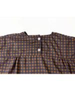 Half Sleeve Long Smock Dress - Gingham Print