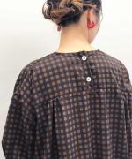 Half Sleeve Long Smock Dress - Gingham Print