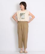 リネンコットン　クロップドテーパードパンツ