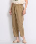 リネンコットン　クロップドテーパードパンツ