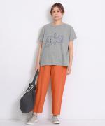 リネンコットン　クロップドテーパードパンツ