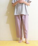 リネンコットン　クロップドテーパードパンツ