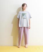 リネンコットン　クロップドテーパードパンツ