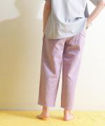 リネンコットン　クロップドテーパードパンツ