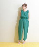 リネンコットン　クロップドテーパードパンツ