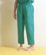 リネンコットン　クロップドテーパードパンツ