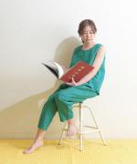 リネンコットン　クロップドテーパードパンツ