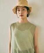 wrinkled cotton ロングタンクトップ 