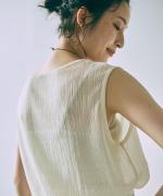 wrinkled cotton ロングタンクトップ 