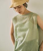 wrinkled cotton ロングタンクトップ 