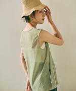 wrinkled cotton ロングタンクトップ 