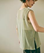 wrinkled cotton ロングタンクトップ 