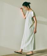 wrinkled cotton バックシアーワンピース
