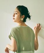 wrinkled cotton バックシアーワンピース