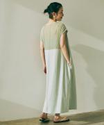 wrinkled cotton バックシアーワンピース