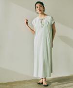 wrinkled cotton バックシアーワンピース