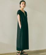 wrinkled cotton バックシアーワンピース