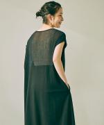 wrinkled cotton バックシアーワンピース
