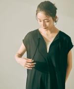 wrinkled cotton バックシアーワンピース