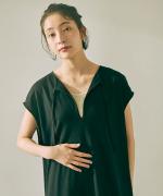 wrinkled cotton バックシアーワンピース