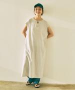 wrinkled cotton バックシアーワンピース