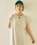 wrinkled cotton バックシアーワンピース