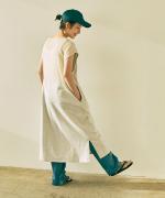 wrinkled cotton バックシアーワンピース